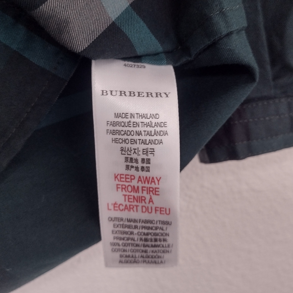 Burberry Children Green Checked Plaid Long Sleeve Button Down Dress Shirt 18M - Picture 10 of 14